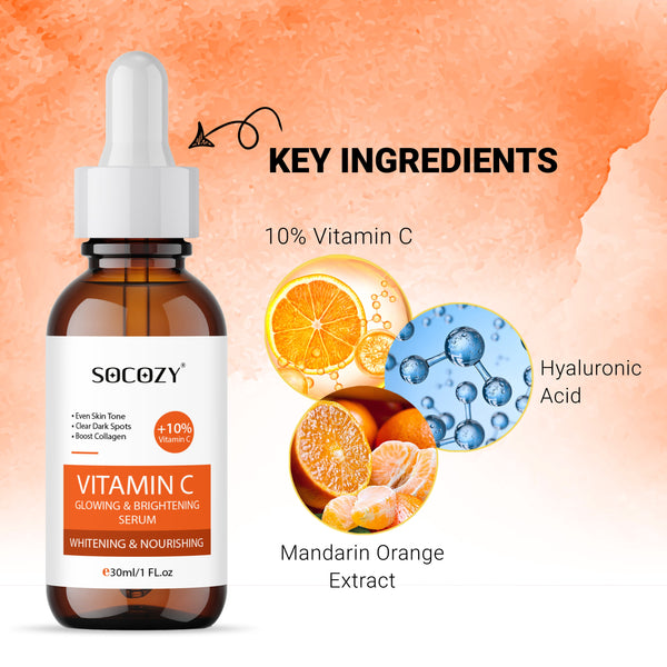 Socozy 10% vitamin c face serum for oliy skin|men & women|skin brightening.