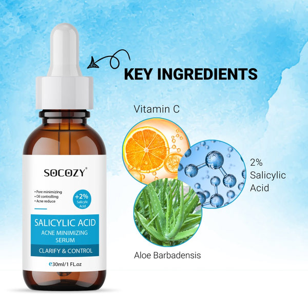 Socozy 2% Salicylic Acid Face Serum for Acne, Blackheads & Open Pores - 30ml