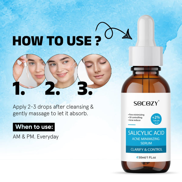 Socozy 2% Salicylic Acid Face Serum for Acne, Blackheads & Open Pores - 30ml