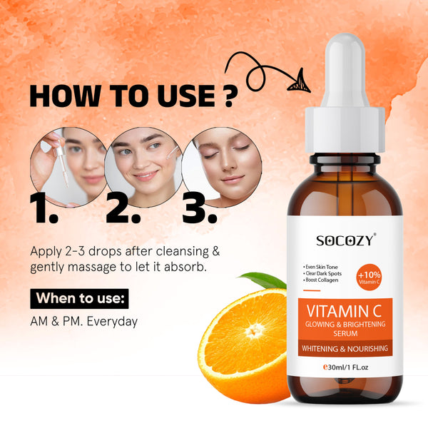 Socozy 10% vitamin c face serum for oliy skin|men & women|skin brightening.
